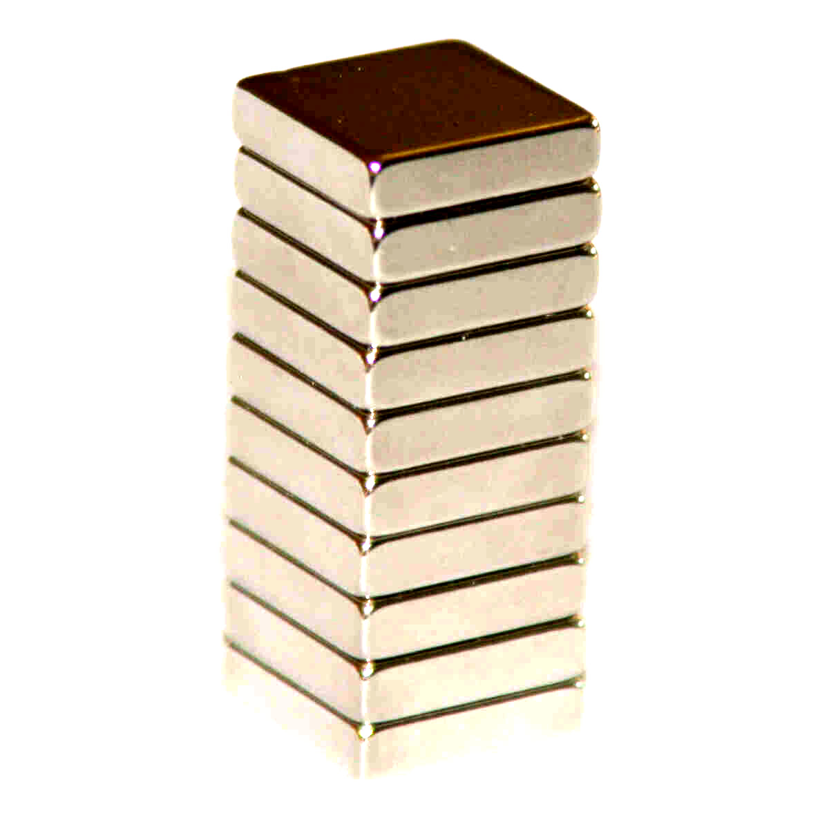 Neodymium Block Magnets (10 Pk) 1/2 inch x 1/2 x 1/8 Thick – Higher N45 Power