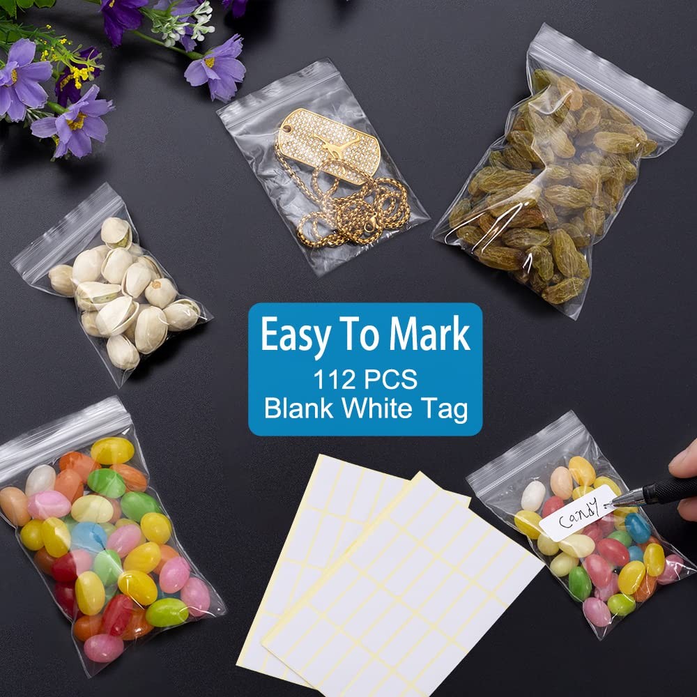 400PCS Small Plastic Bags, 4 Assorted Sizes Mini Ziplock Bag,Small Baggies