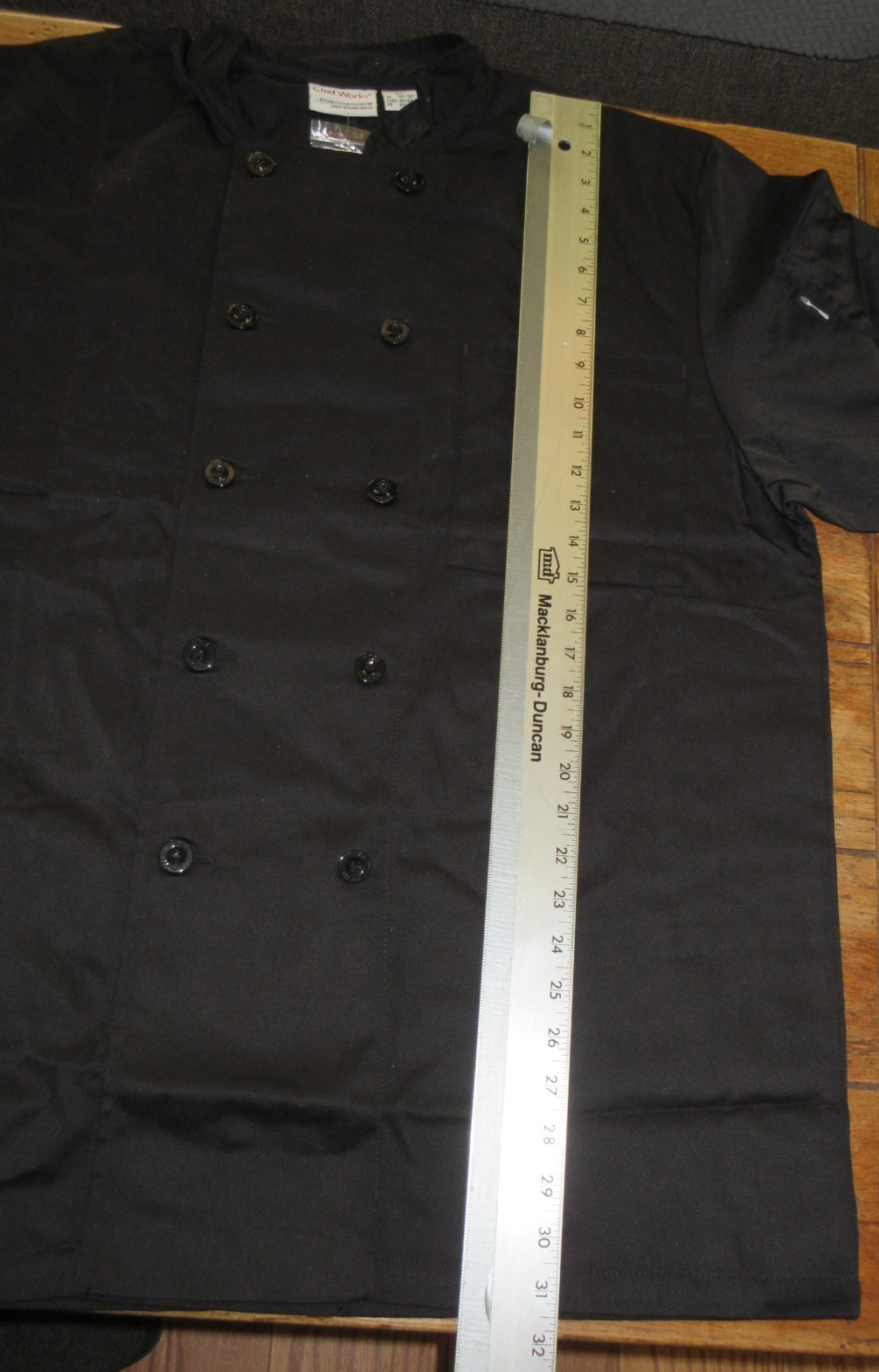 Chef Works Black Cook Chef Uniform Jacket Coat Short Sleeve XL X-Large NEW