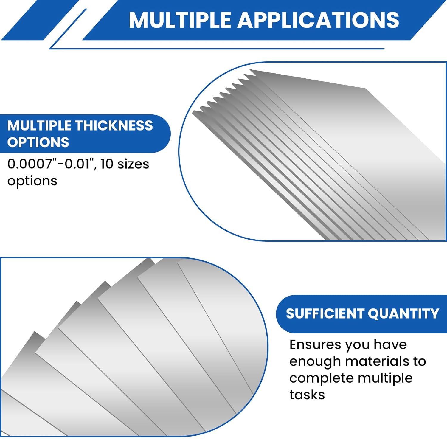 20 Pcs 304 Stainless Steel Shim Stock Assortment, 1″ W x 6″ L, 10 Sizes (0.00…