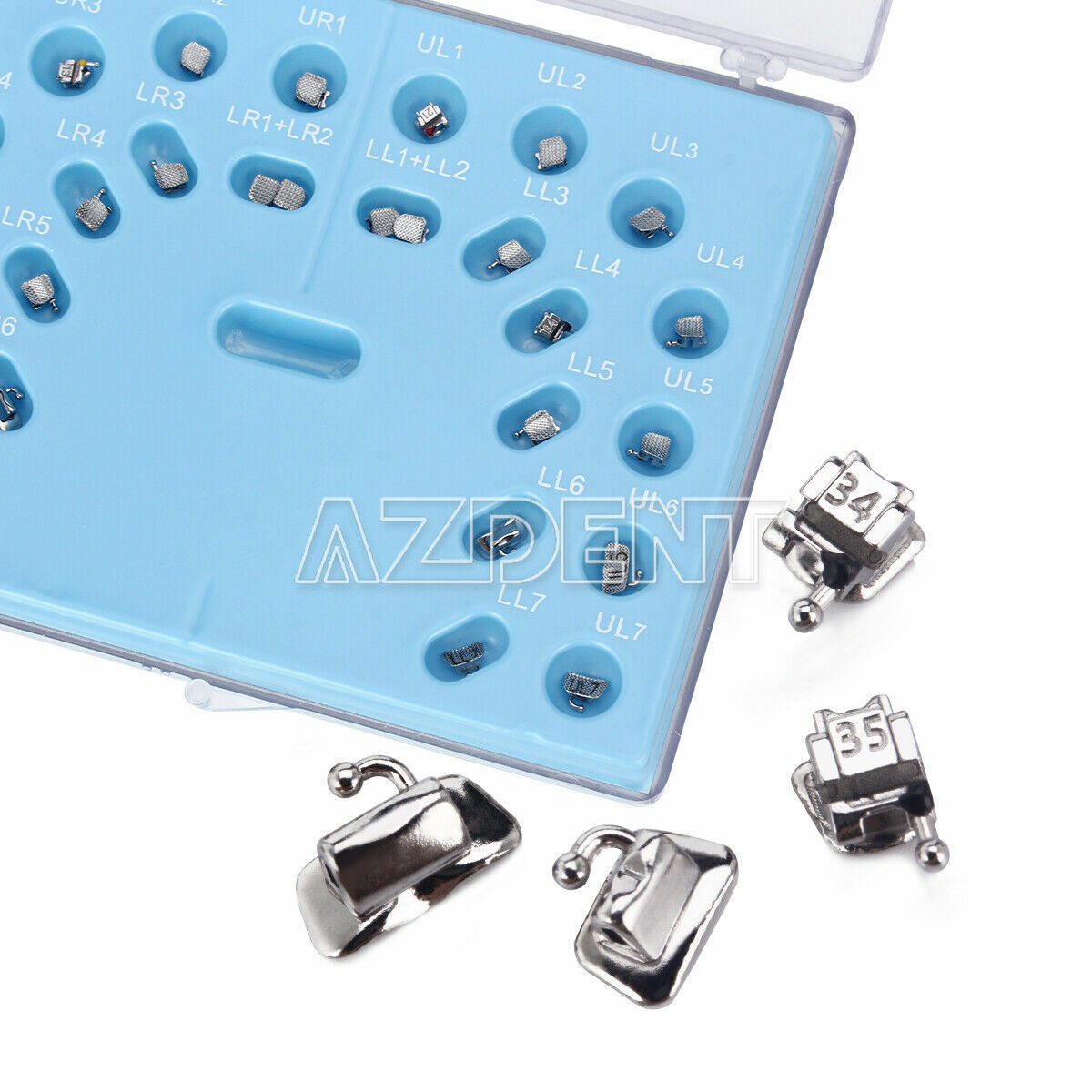 AZDENT Dental Orthodontic Self-Ligating Brackets Braces Roth MBT 022 Hooks 345