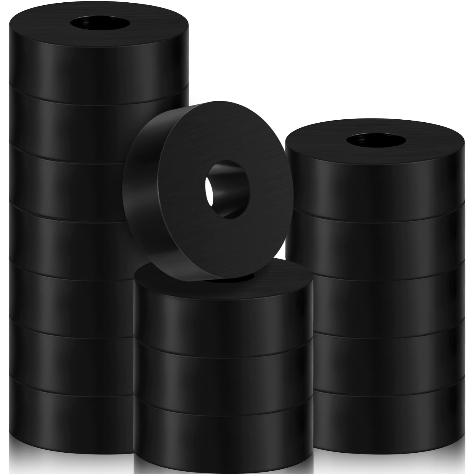 HeavyDuty Rubber Spacer Bushings 1 OD x 3/8 ID x 1/2 Inch Black 16 Pcs for Auto