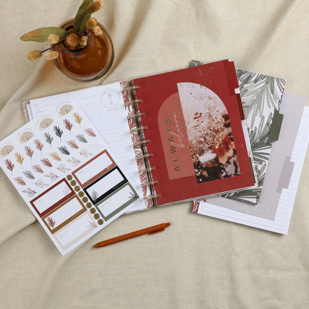 Happy Planner Classic Undated “Dried Florals” Daily Extension Pack, 3 Months