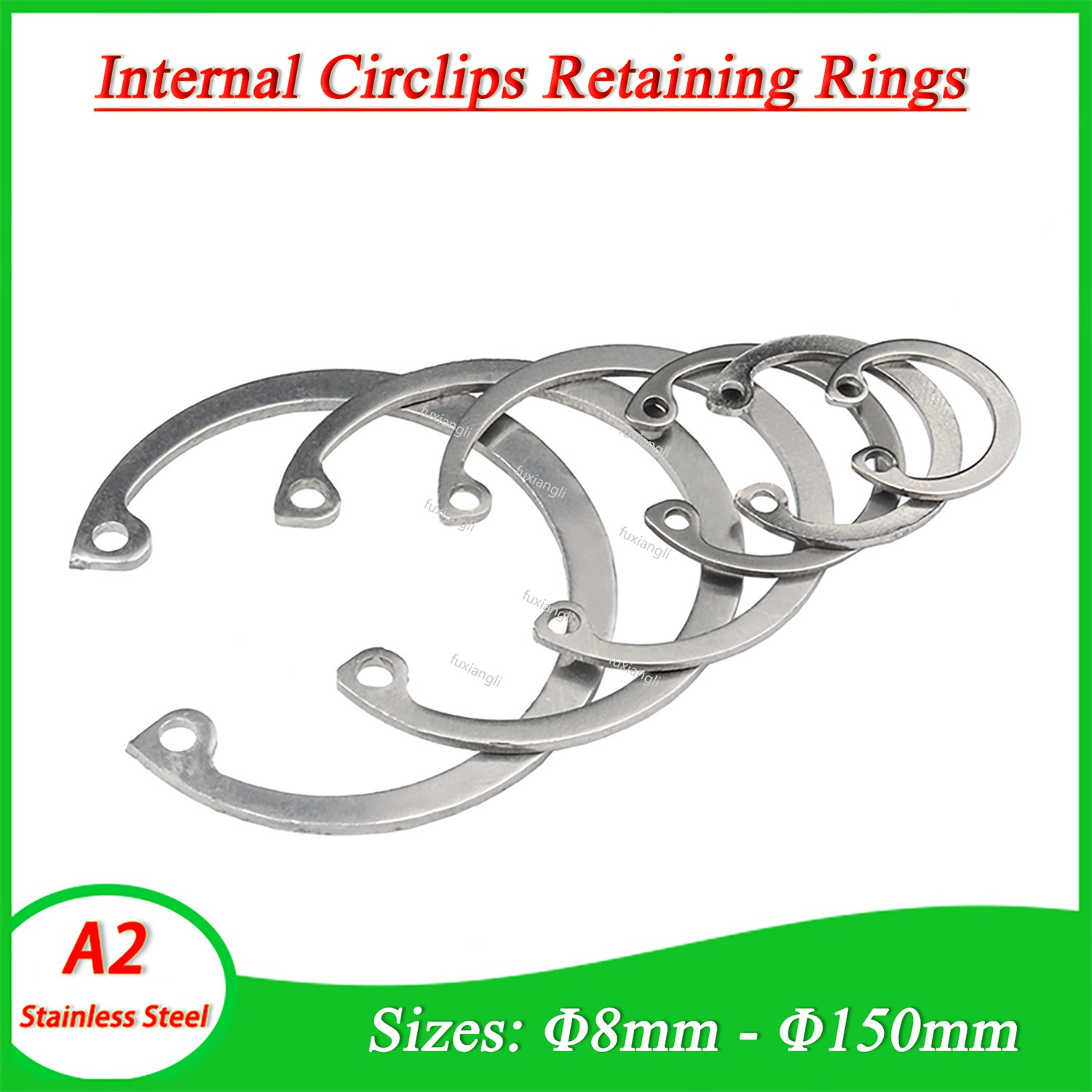 Internal Circlips Retaining Rings for Bores Sizes: 8mm-150mm A2 Stainless DIN472