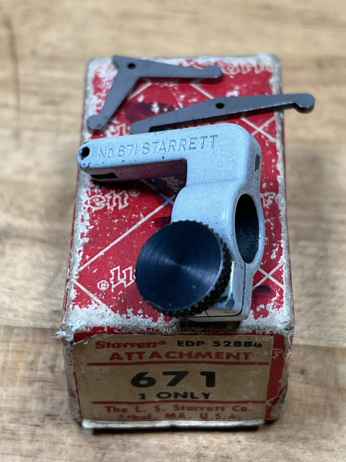 Starrett #671 Attachment w/ .375” Hole for Dial Indicators 2 arms – Original Box