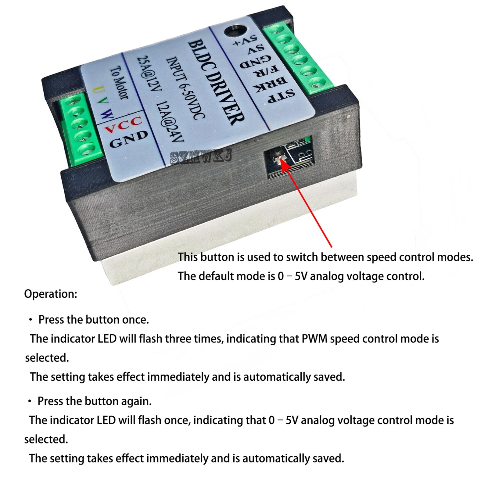 Sensorless BLDC Motor Controller 300W for Vacuum Blower Pump RC Motor PWM 12-48V