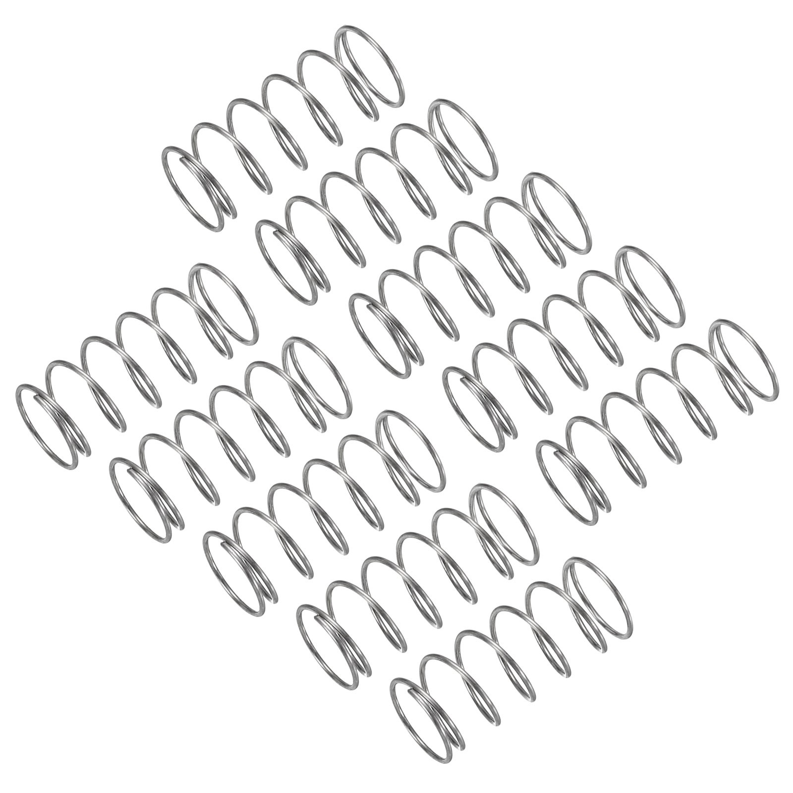 10Pcs Compression Spring 9mm OD 0.6mm Wire 20mm Length Silver Tone