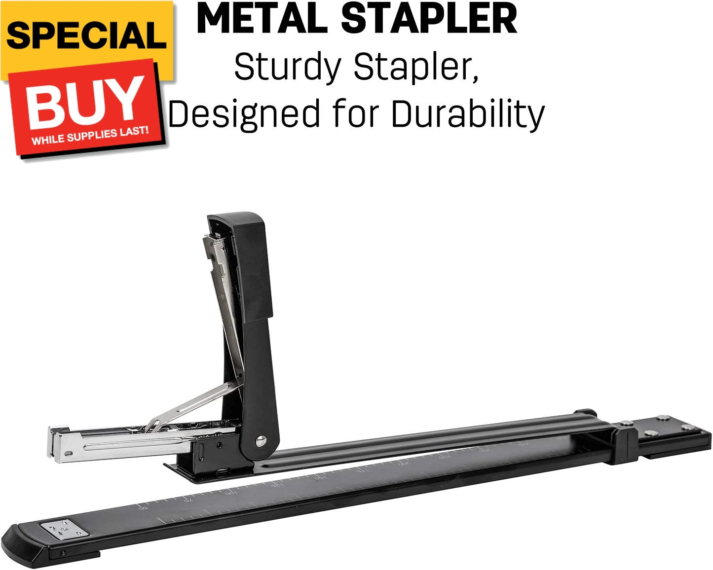 Long Reach Stapler, 20 Sheet Capacity, Long Arm Standard Staplers for Booklet or