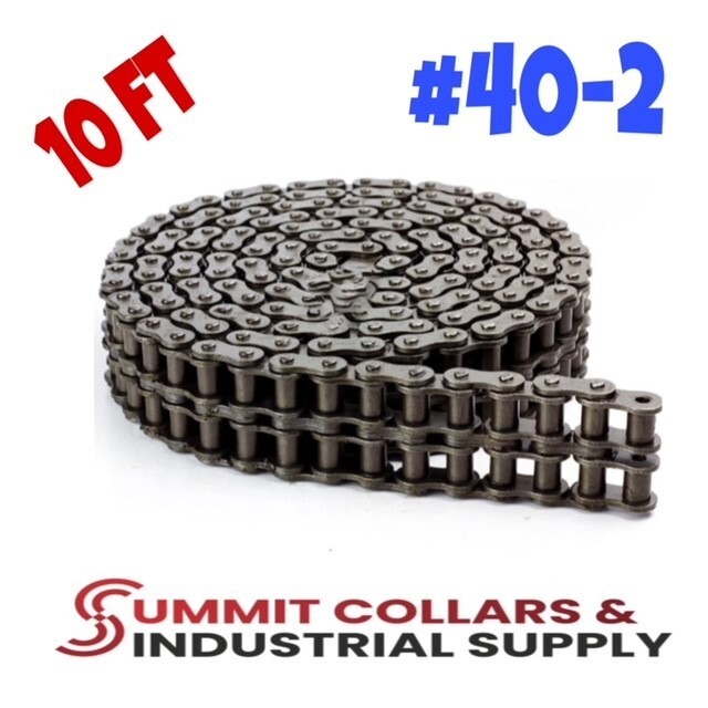 40-2 Duplex Double Strand Roller Chain 10 Feet with 1 Connecting Link