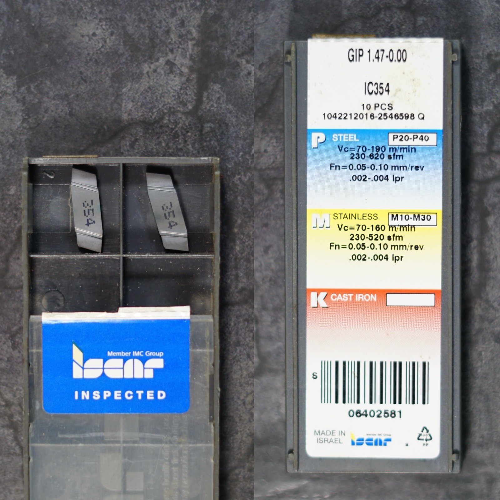 Iscar GIP 1.47-0.00 Grooving Insert Carbide IC354 (2 Qty New)