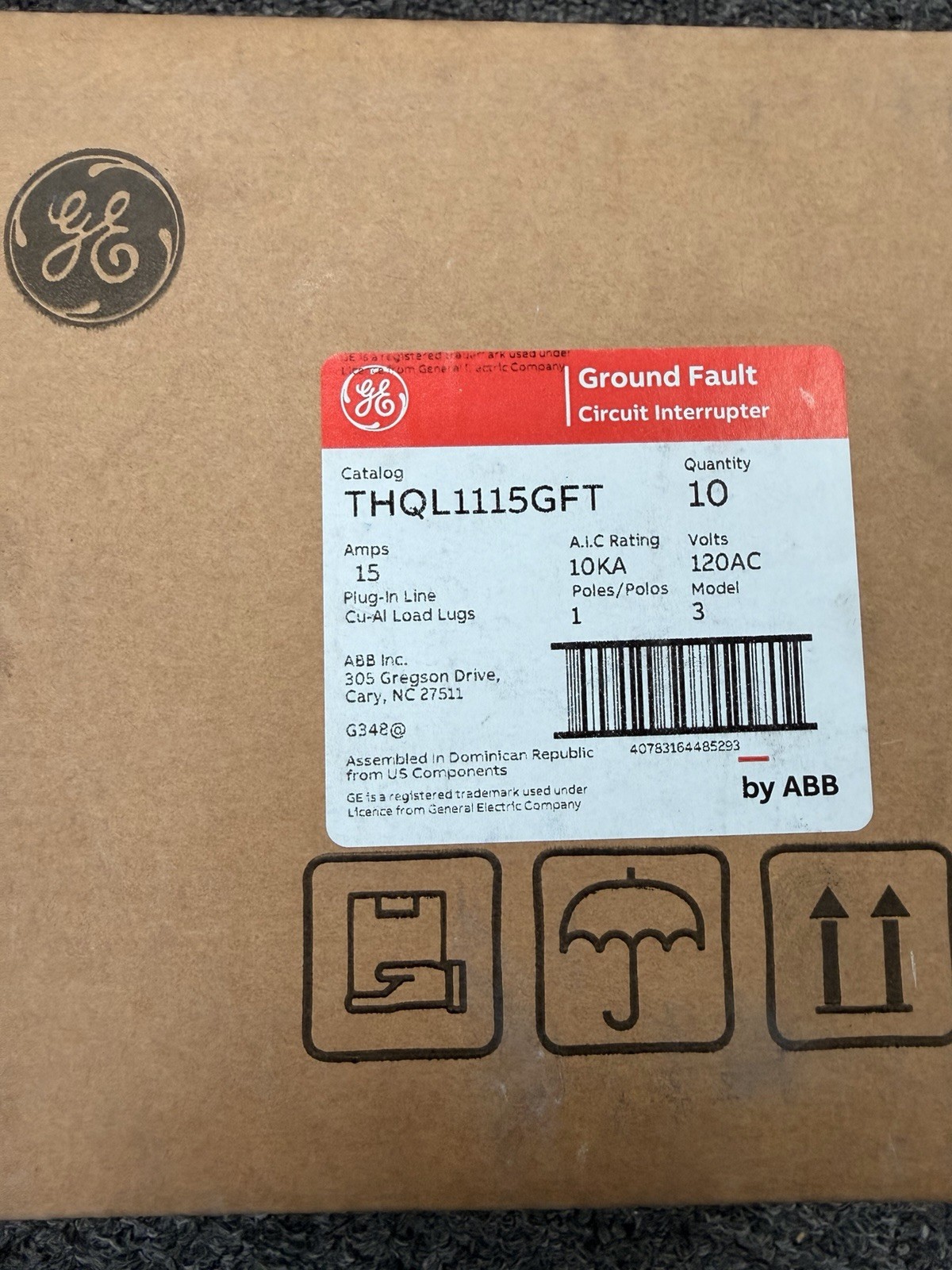 THQL1115GFT 10PCS GE 1P 15A 120V GFCI GROUND FAULT Circuit Breakers w/ PIGTAIL