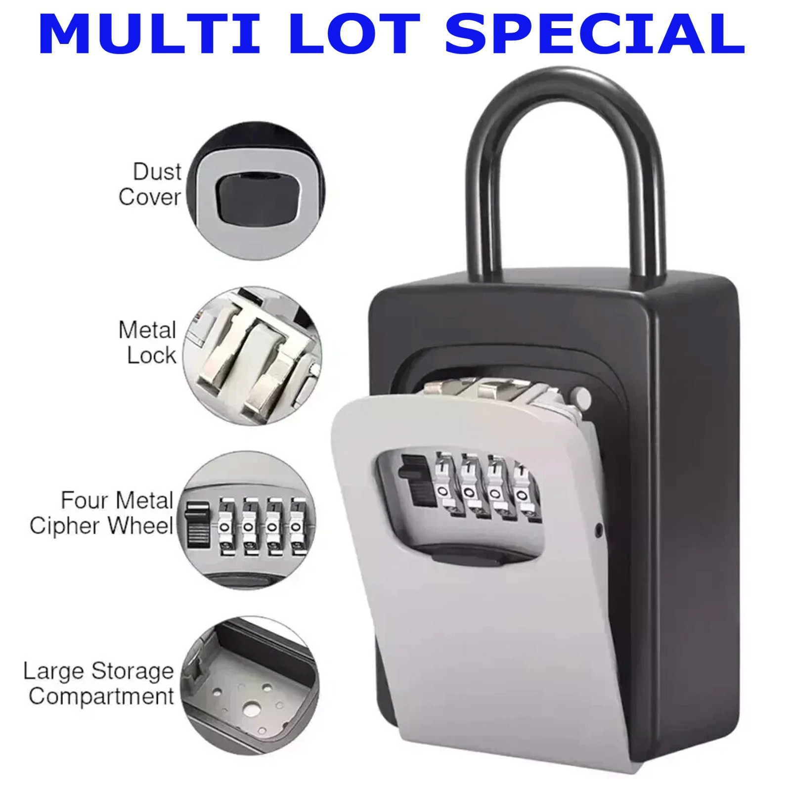 Key Lock Box for Outside-Combination Lockbox for House Key-Portable/Wall Mounted
