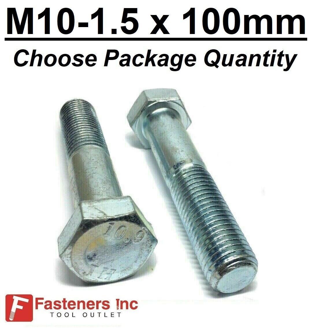 M10-1.50 x 100mm Metric Hex Cap Screws Bolts Zinc Grade Class 10.9 Hardened