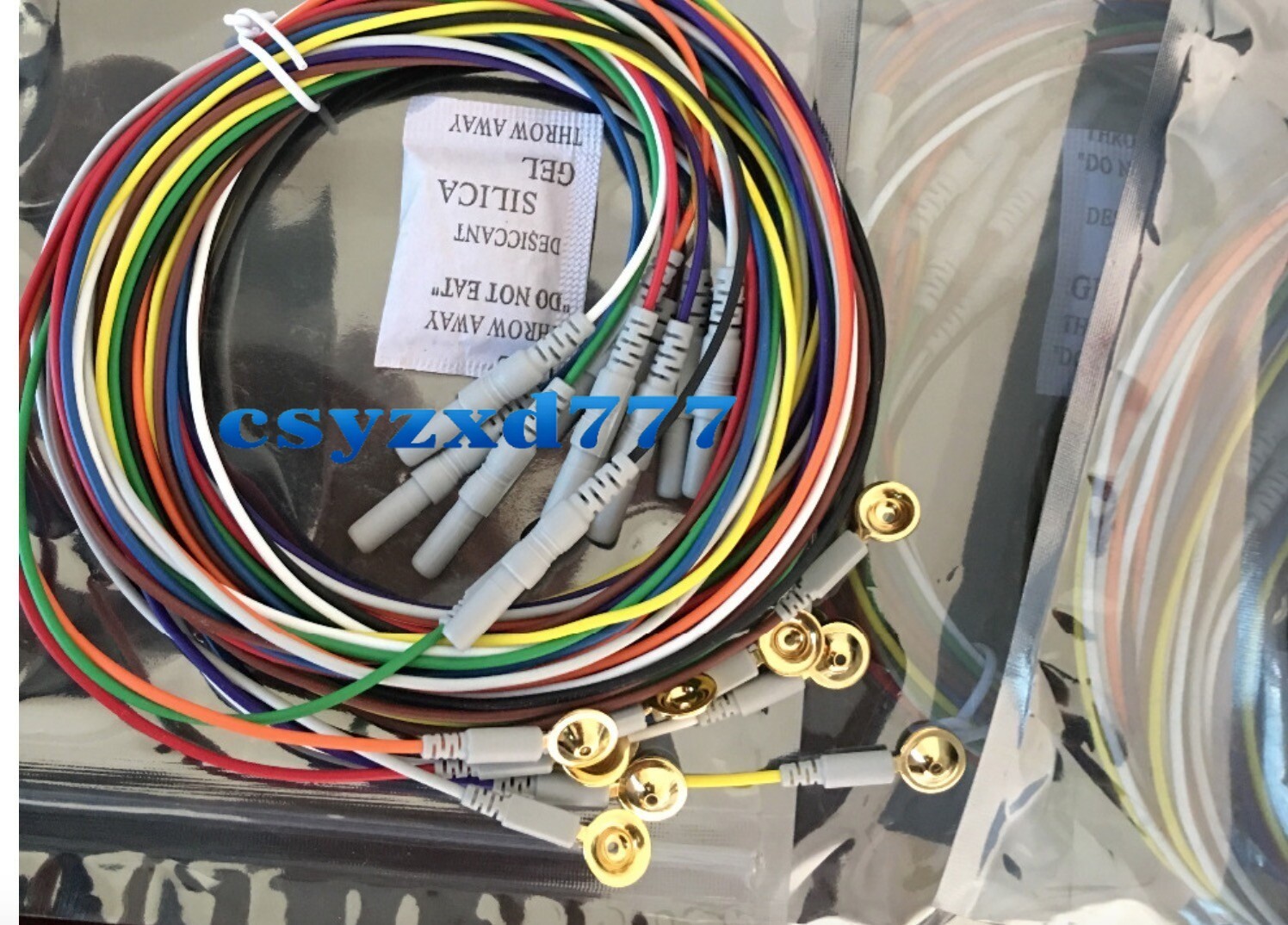 50pcs Din 1.5mm EEG Cable Colorful Copper Cup Electrode Gold-plated 1.5meters