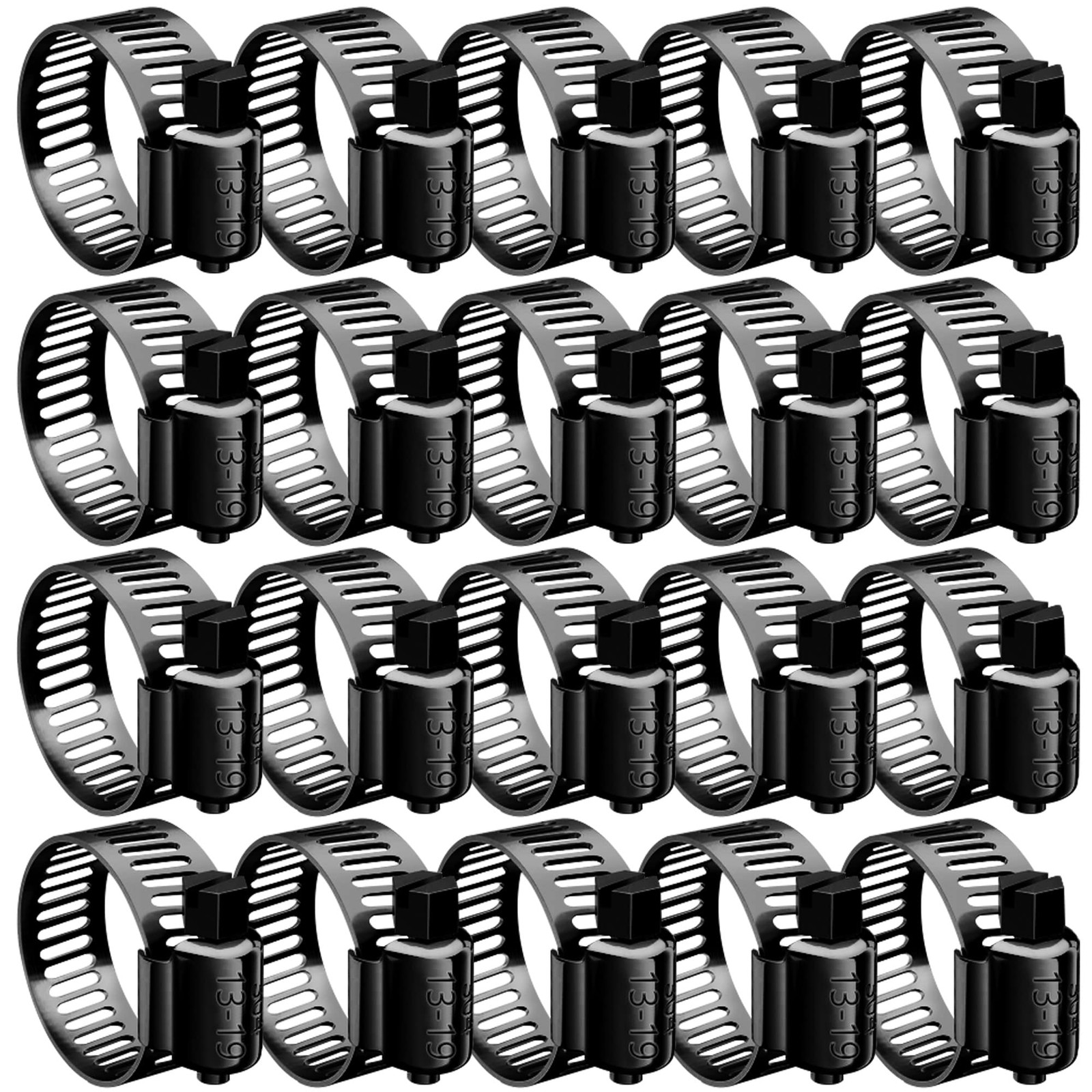 BOTTEN 20pcs Black Hose Clamp,1/2″-3/4″(13-19mm)304 Hose Clamps Stainless Ste…