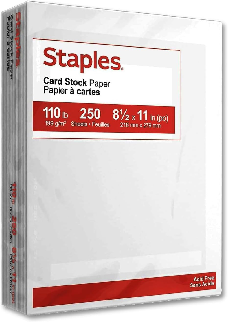 Staples Cardstock Paper, 8.5-Inch X 11-Inch Paper Size, Matte White. 250 Pack