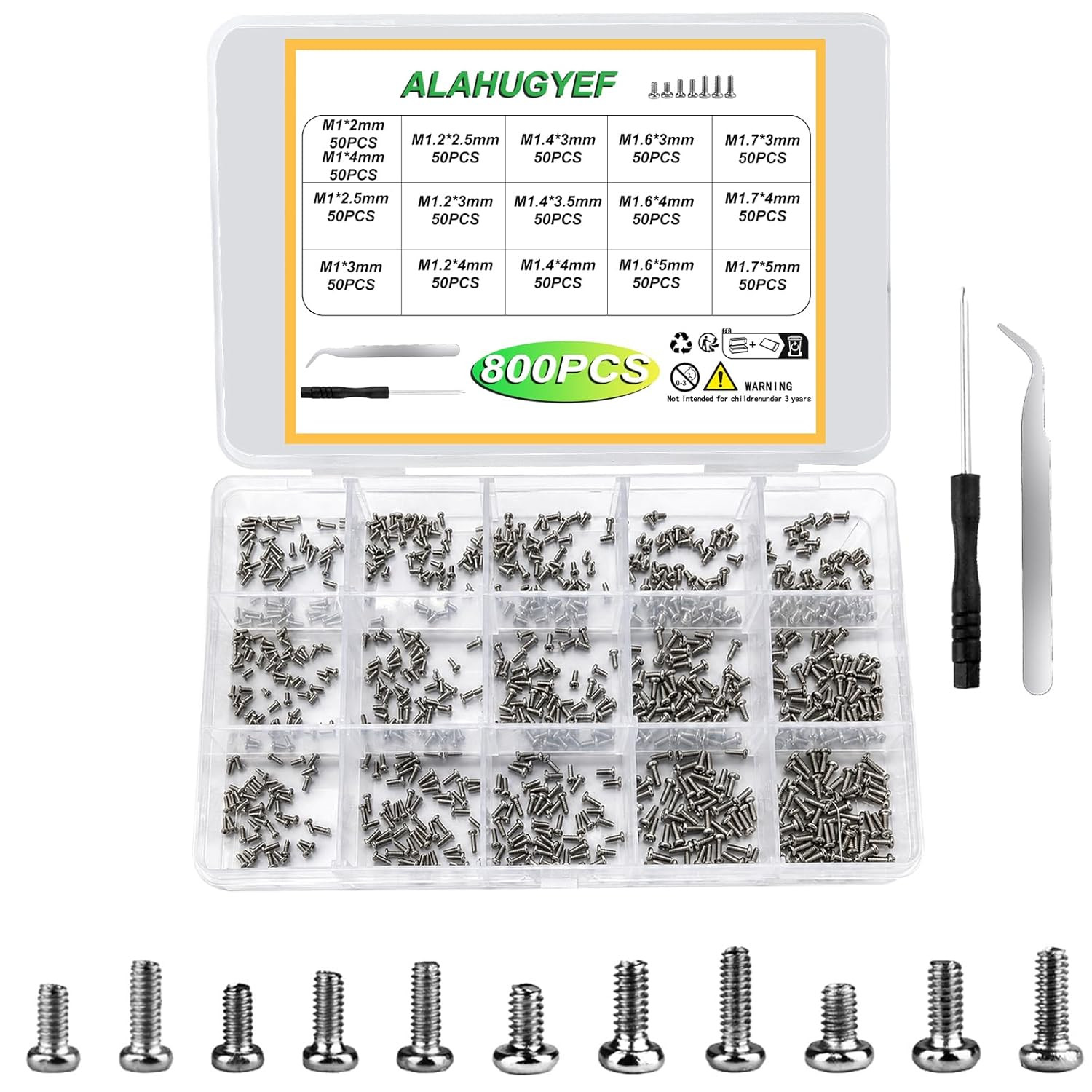 Tiny Screws for Electronics, 800 pcs Mini Micro Small Phillips Pan Head Machi…