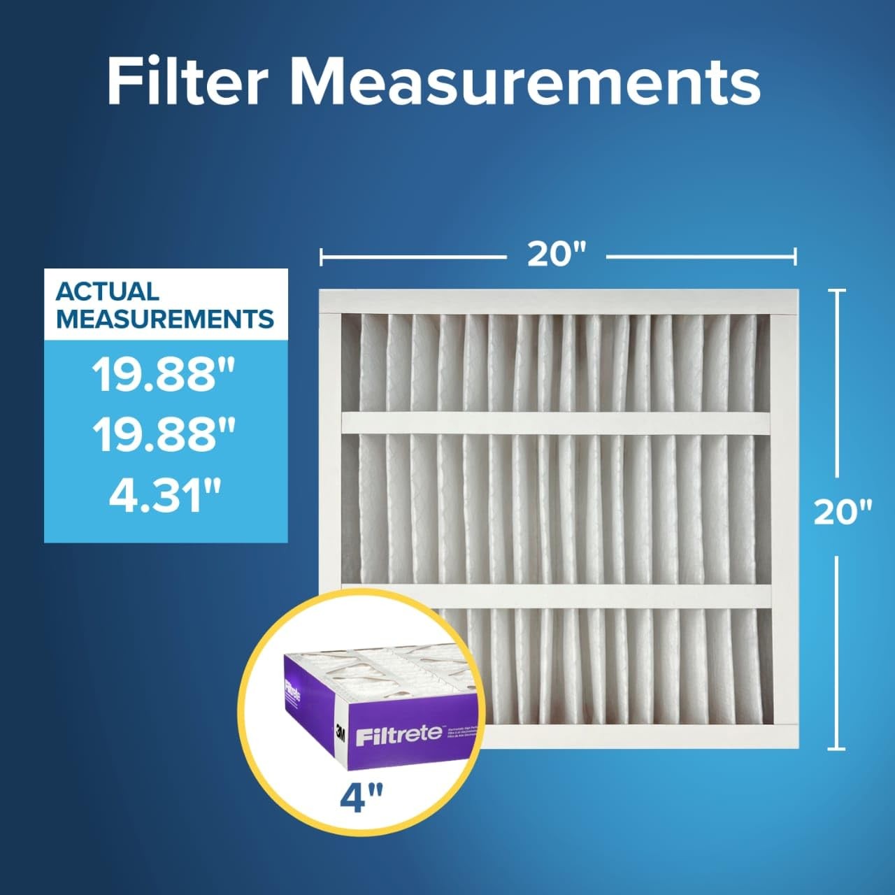 Filtrete 20x20x4 AC Furnace Air Filter, MPR 1550, MERV 12, Fits