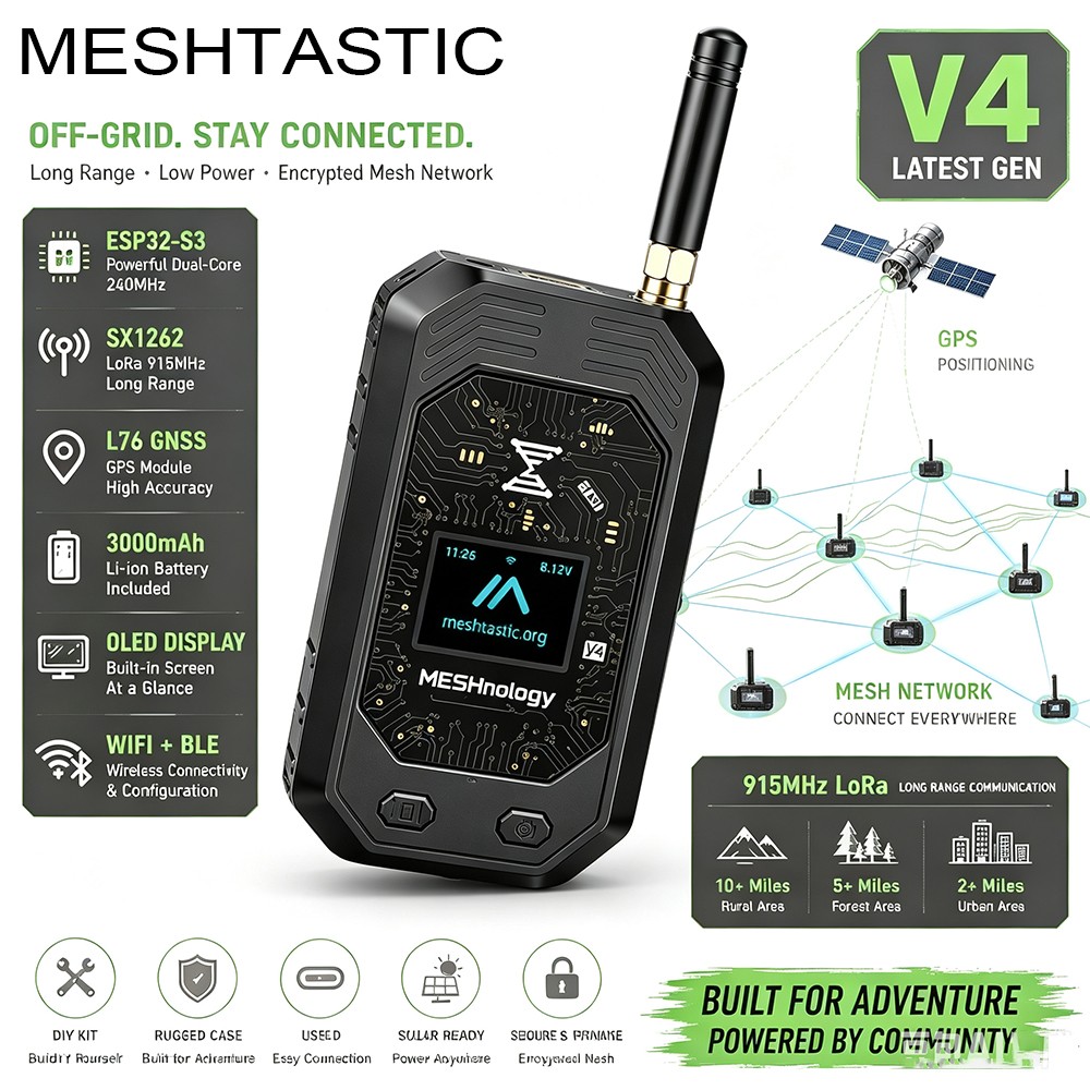 SX1262 LoRa ESP32-S3 V4 915MHz GPS Meshtastic Node WiFi Bluetooth Development
