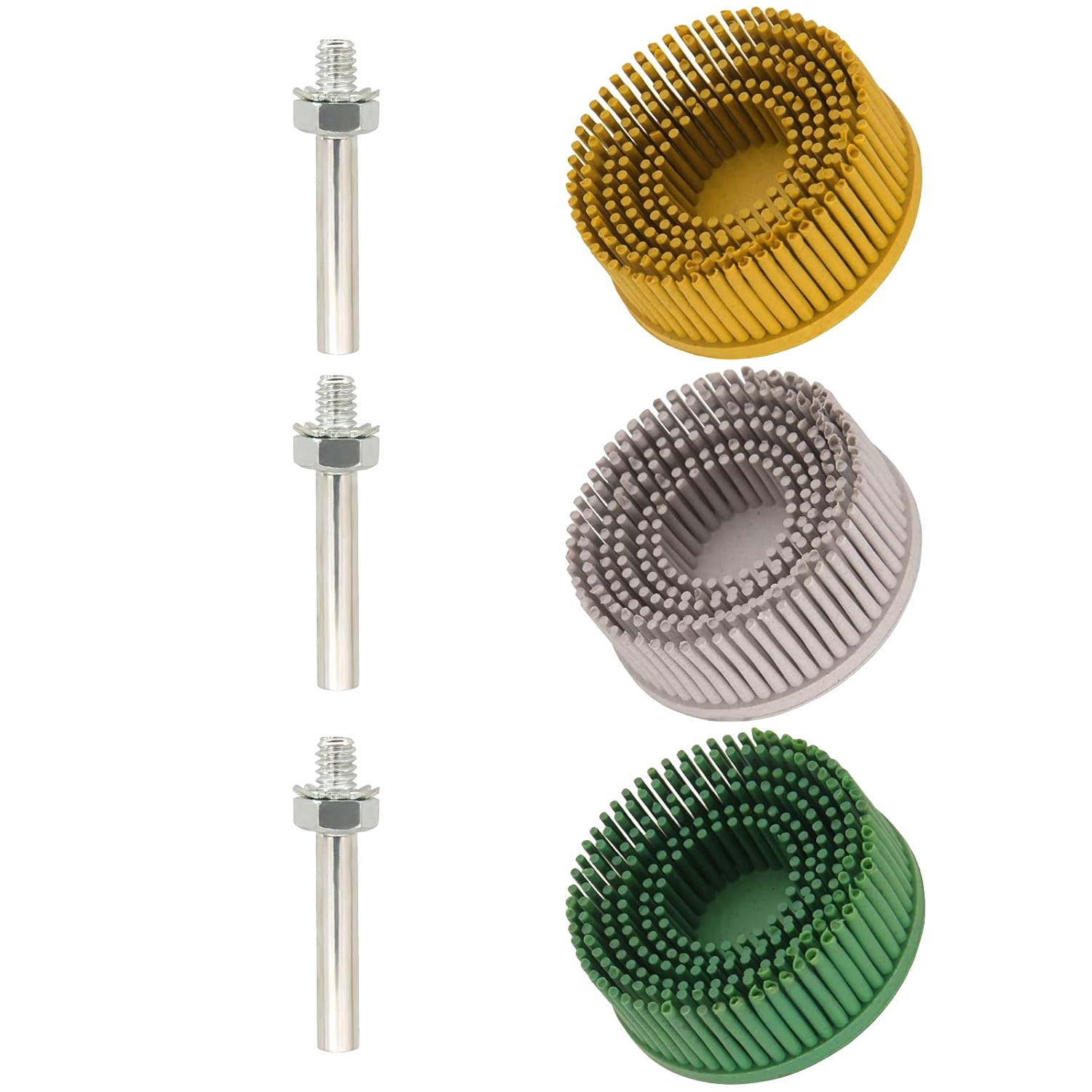 3pcs Bristle Disc 2″ 120# 80# 50# Grit R-Type Abrasive Brush Coarse Bristle Disc