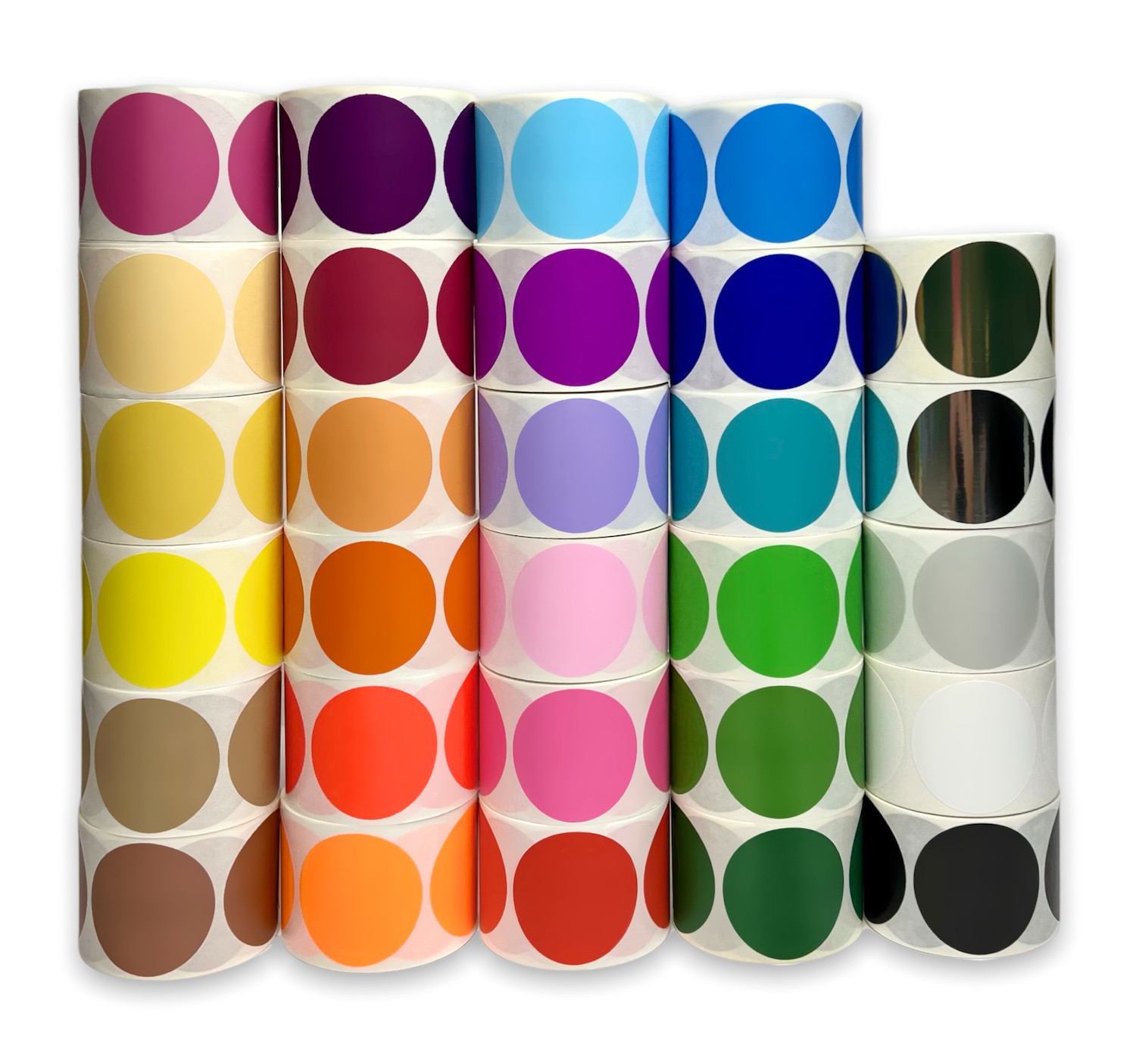 3″ Round Color Coding Labels Inventory Adhesive Stickers 250/RL (Choose Color)