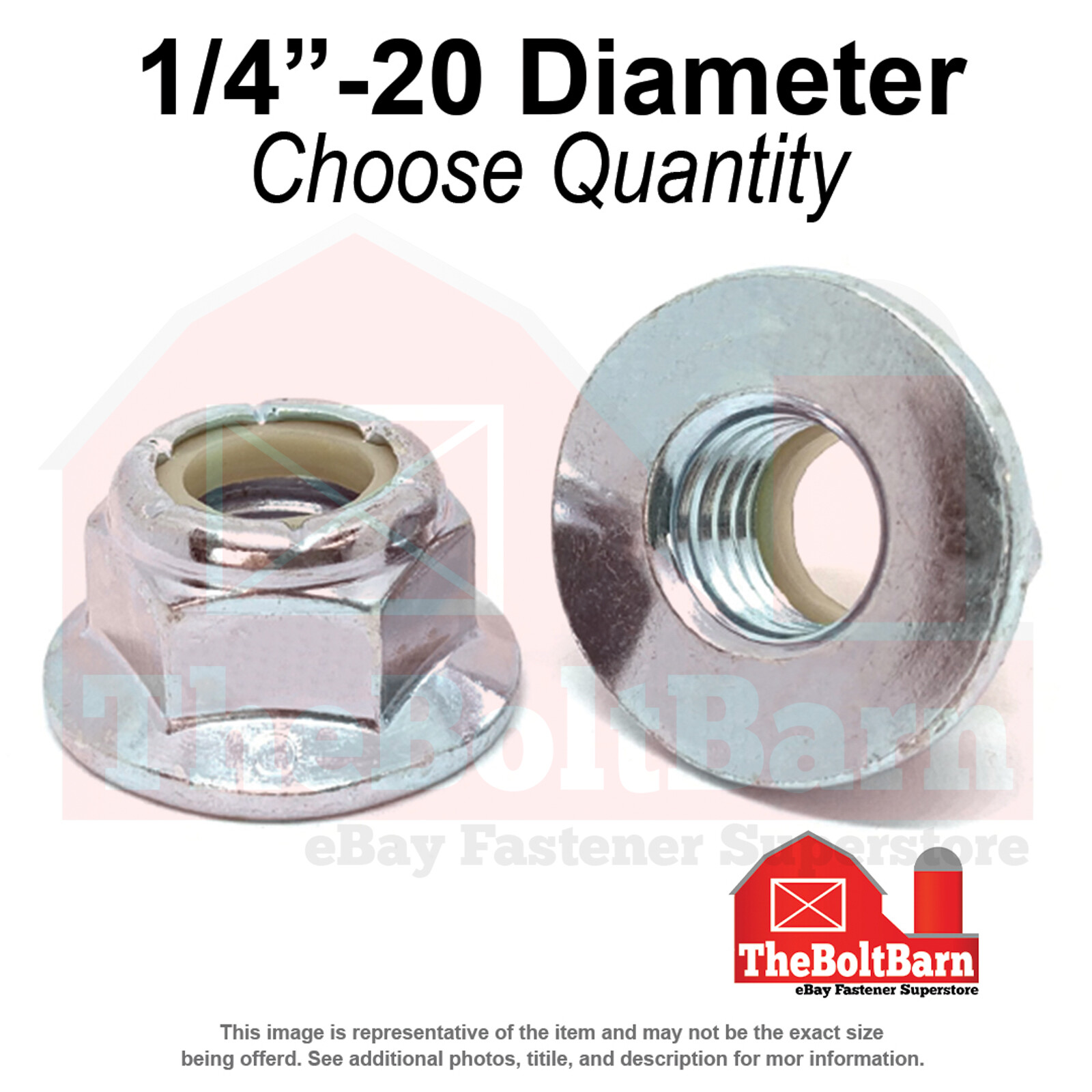 1/4″-20 Grade 5 Nylon Insert Hex Flange Lock Nut Zinc Coarse Thread (Pick Qty)