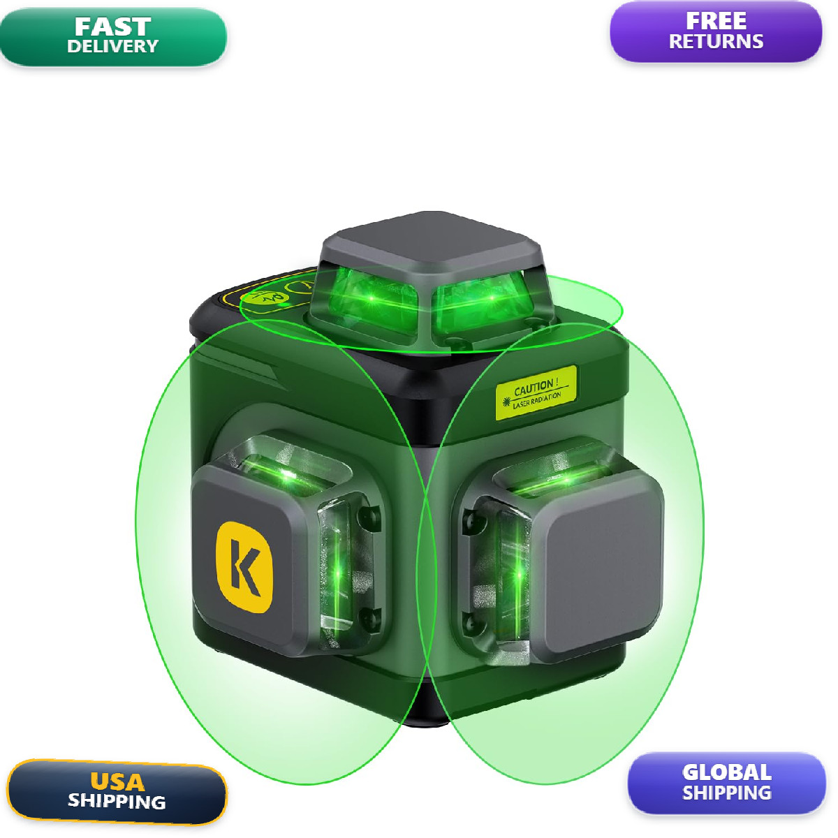 Fanttik D12 Ace Laser Level 360 Self Leveling 3X360 Rechargeable 3D Green Cross