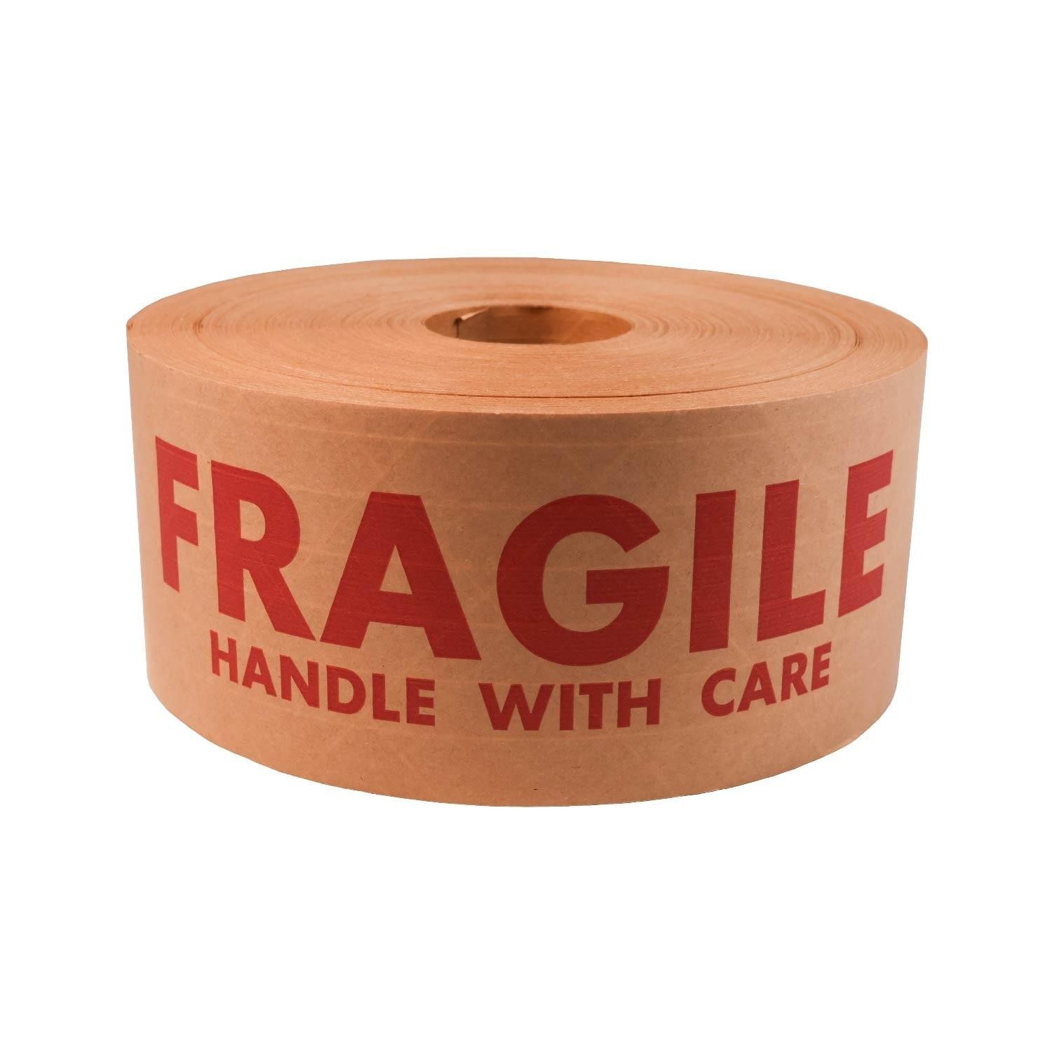 10 Rls Wolverine Fragile Printed Kraft Gummed Tape 2.75″ x 150 Yards 5.5 Mil