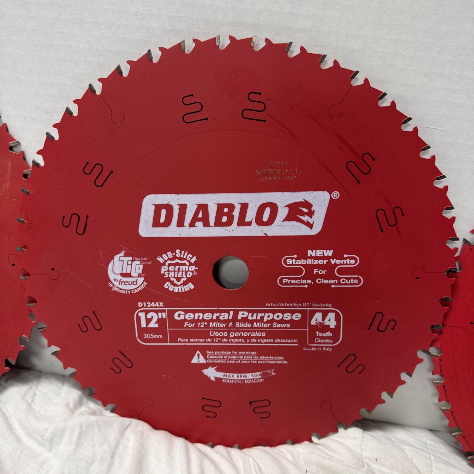 (3) Freud-Diablo 12″ x 44T CSB Blades (D124444VP)