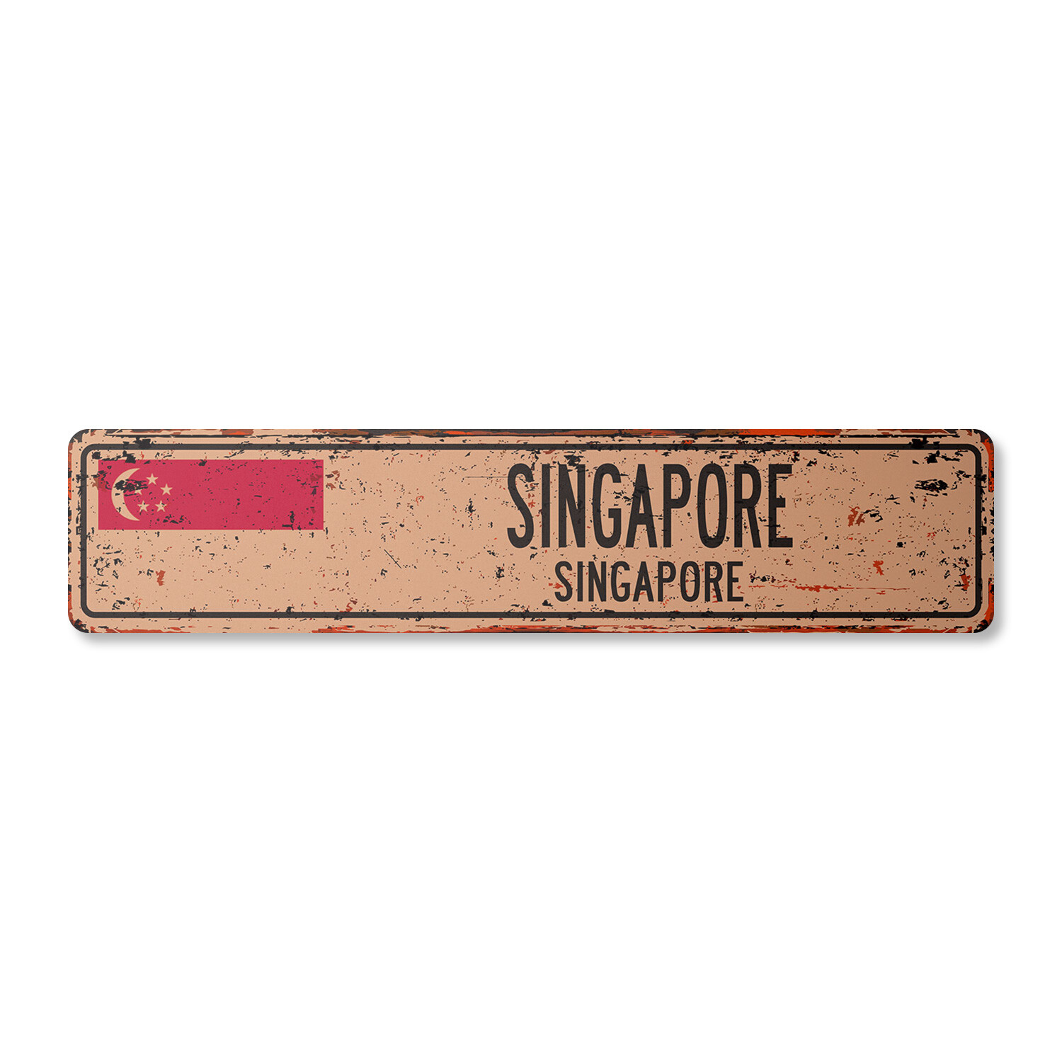 SINGAPORE SINGAPORE Vintage Street Sign Singaporean flag city country rustic
