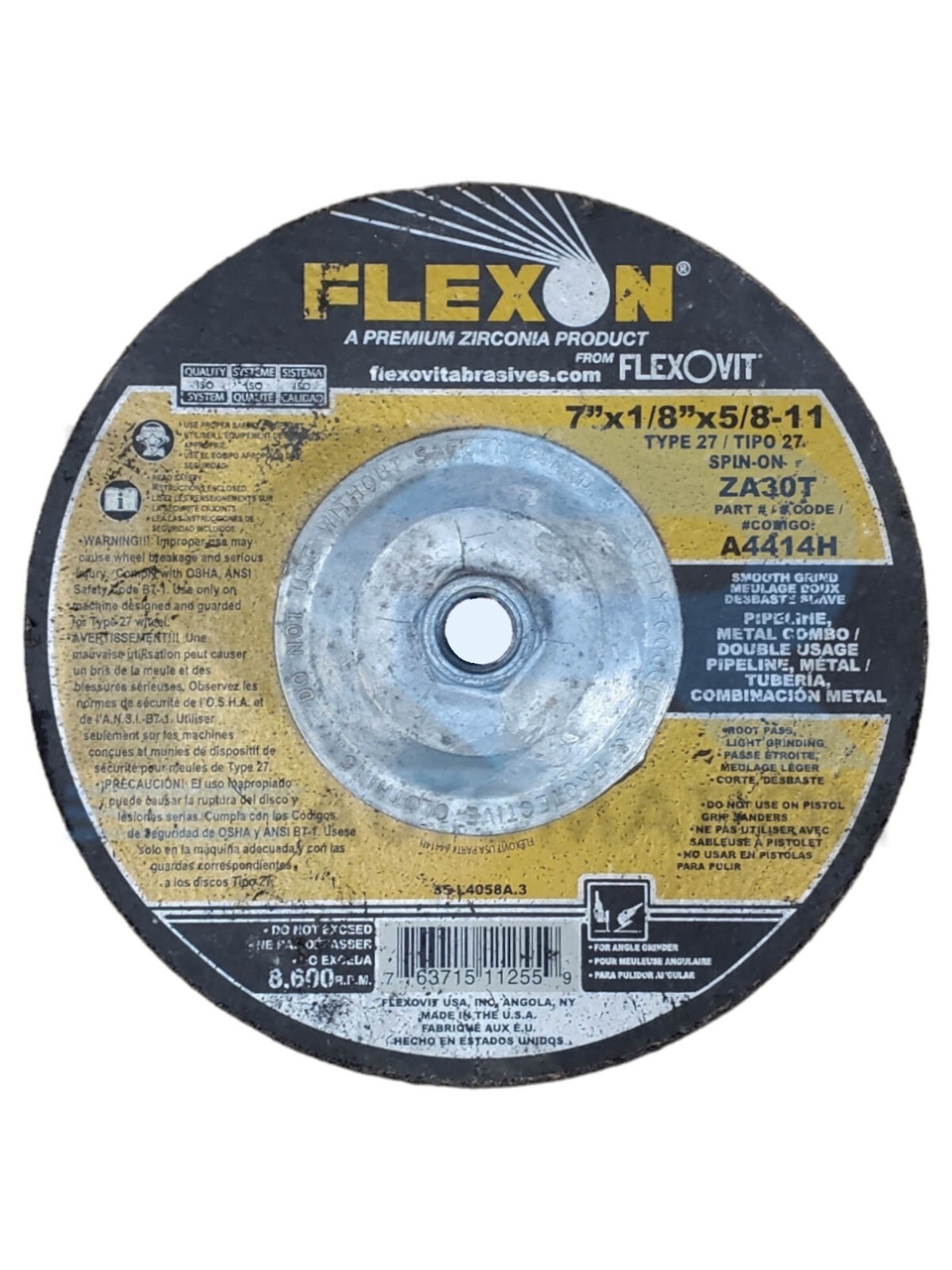 NEW FlexOvit A4414H FlexOn Depressed Center Combination Wheel 7″x1/8″x5/8-11