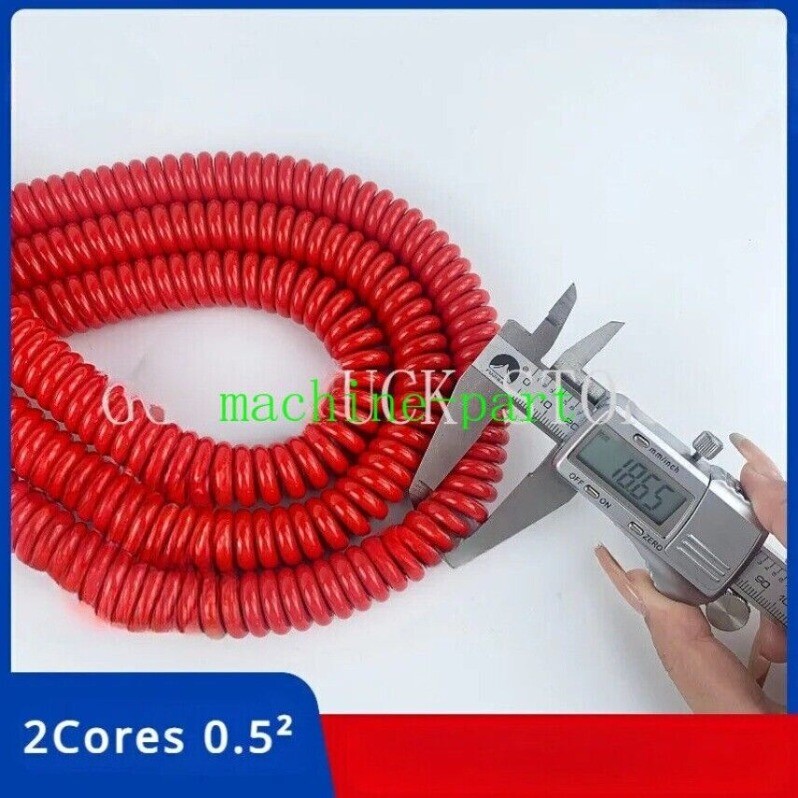 Red Spring Spiral Cable 2Cores 0.5² Coiled 1/2/3/4/5/6/7/8/9Meters Stretchable