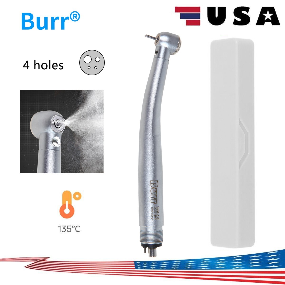 Burr E-generator Dental LED Fiber Optic High Speed Handpiece 4 hole UDM4