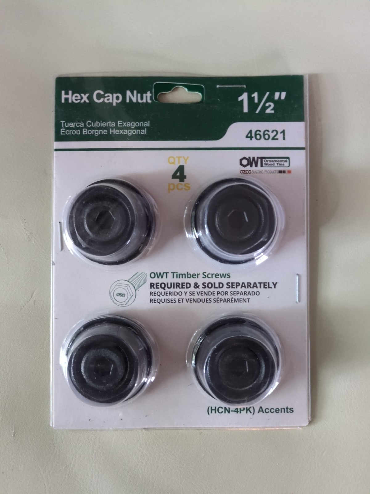 Ozco 1-1/2 in. Aluminum Hex Cap Nut (4-Pack) 46621