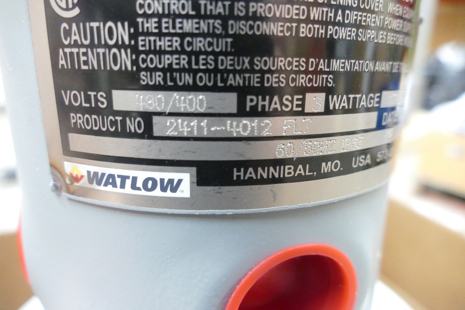 Watlow Tubular Flange Immersion Heater 2411-4012 FL7 (480V/400V 3Ph 10kW/6.9kW)
