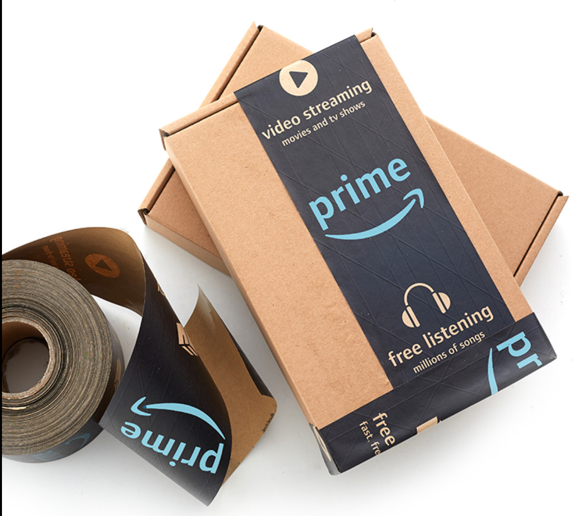 1Roll 76mm*50m Carton Sealing Wet Water Kraft Paper Tape,Amazon Tape Christmas