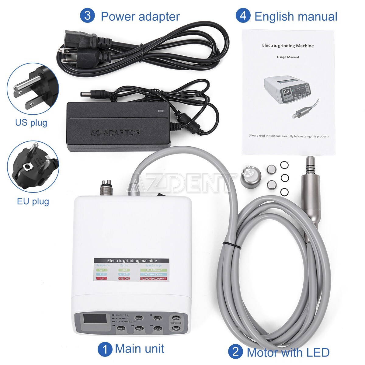 Dental LED Brushless Electric micro motor fit 1:1/1:5/16:1 Low Speed Handpiece