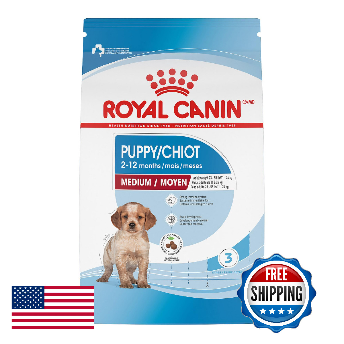 Royal Canin Size Health Nutrition Medium Puppy Dry Dog Food 4 Lb Bag 144855