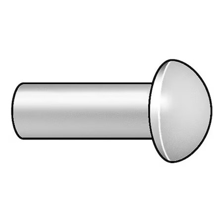 Solid Rivet, Round Head, 0.375 In Dia., 0.75 In L, Steel Body, 25 Pk, 351212U.1