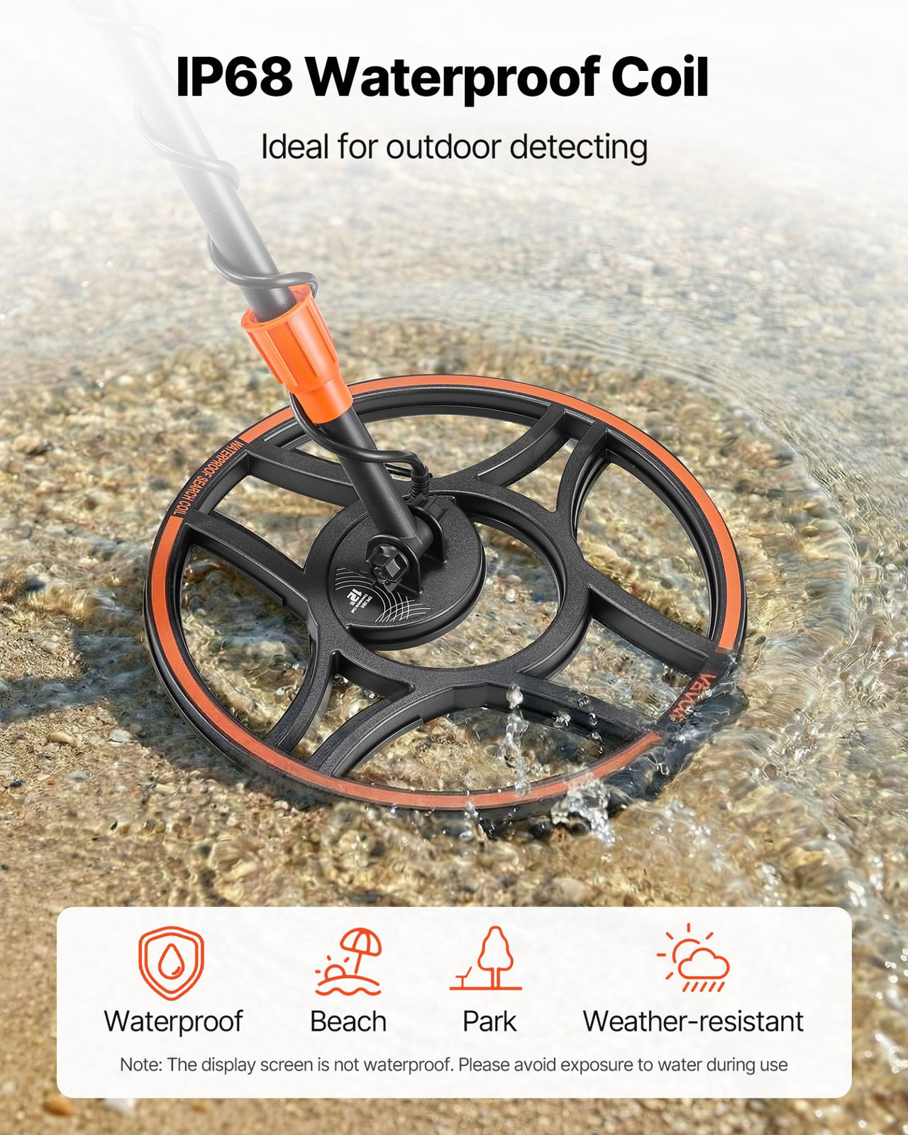 12″ Waterproof Metal Detector Gold Finder w/ Wireless Headphones 7 Modes