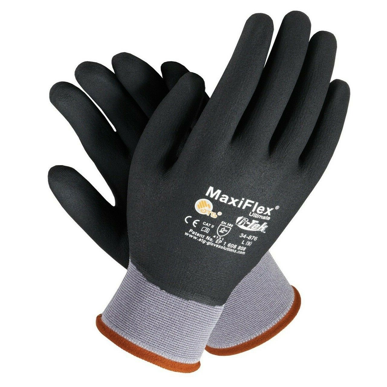 12 PR 34-876 MaxiFlex Foam Full Palm Coated Nitrile Grip PROTECTIVE WORK GLOVES