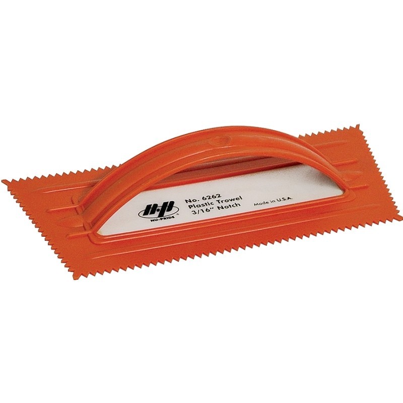 QLT 6262 Trowel, 3/16 in W x 5/32 in D Notch, 9-1/2 in L, 4-1/4 in W, V Notch, C