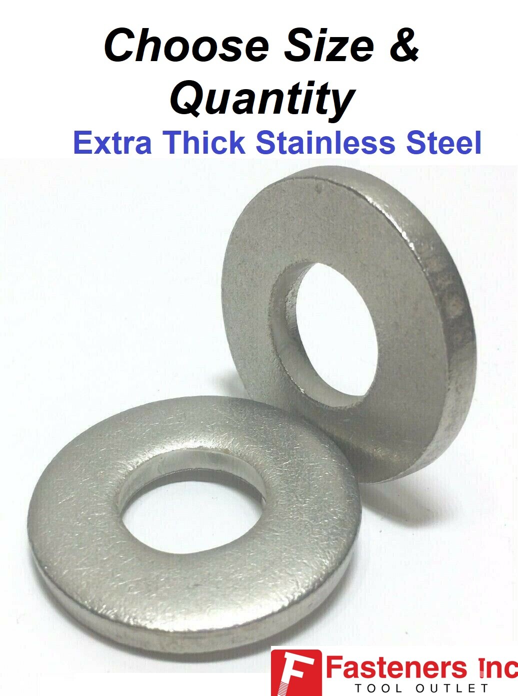Extra Thick Flat Washers 18-8 Stainless Steel SAE Washer (Choose Size & Qty)