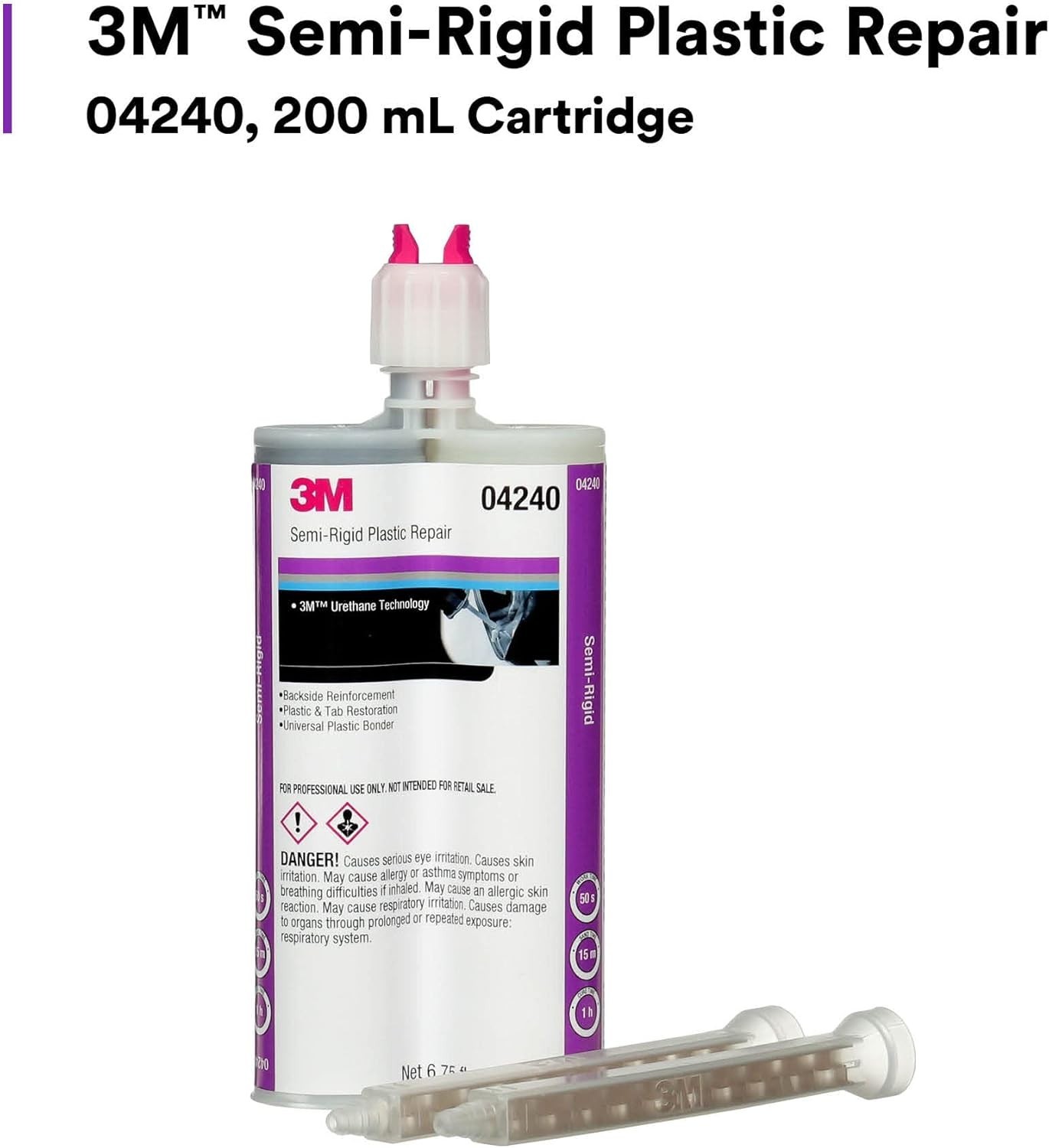 3M 04240 Semi-Rigid Plastic Repair, Strong Adhesion, Long Lasting, 200 mL