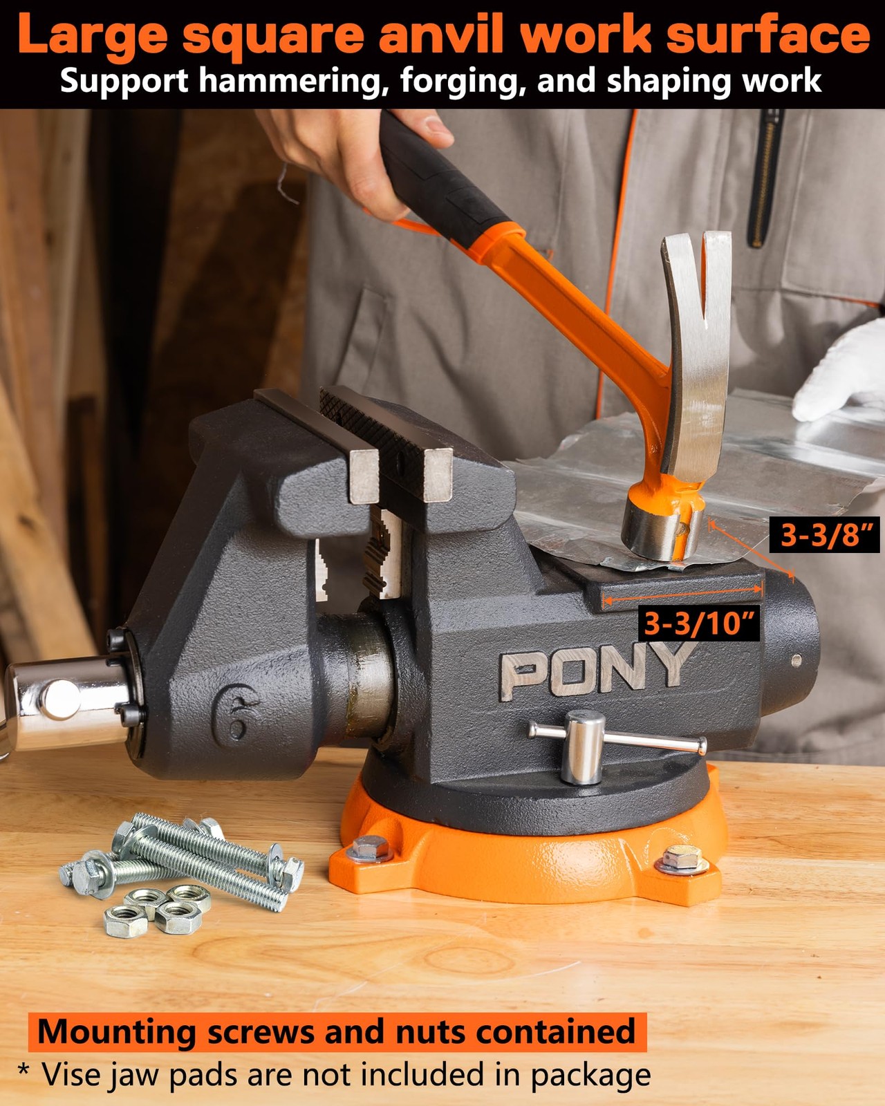 PONY 6″ Heavy Duty Bench Vises 8800LBS Clamp Force Workbench Vise 360° Rotatable
