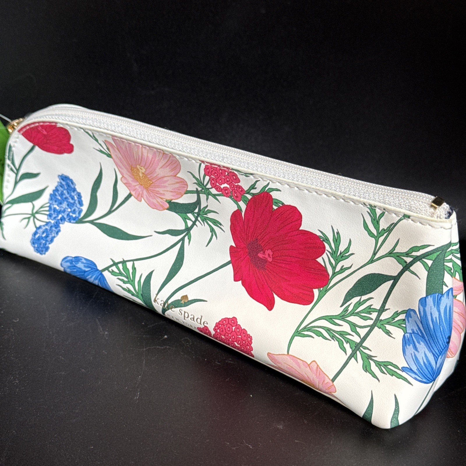 Kate Spade Pencil Pouch Cosmetic Case Travel Bag Faux Leather w Accessories