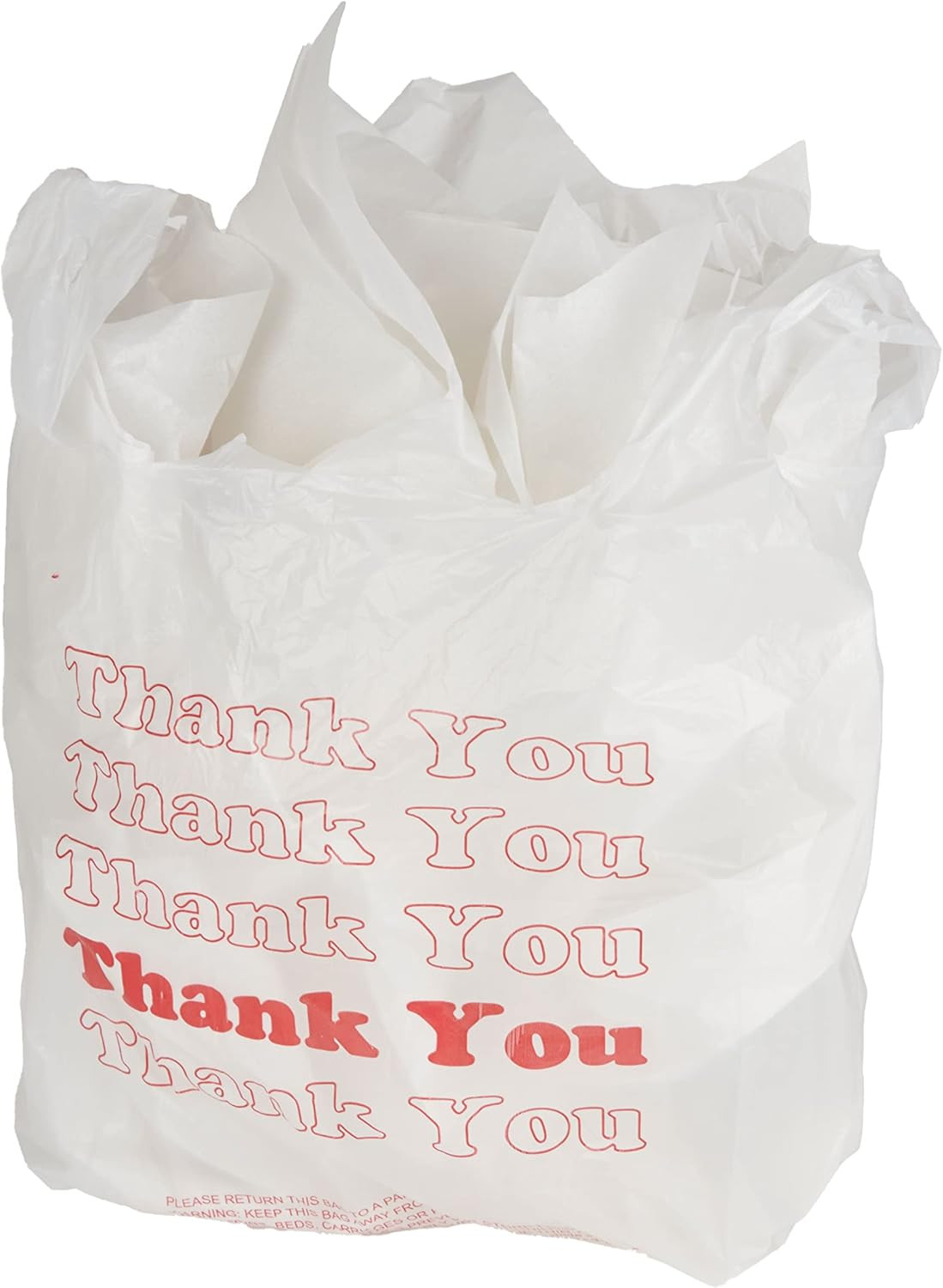 White Thank You Bags Case of 1000-11 ½” X 6″ X 21″ – Thickness .48Mil HDPE- Stan