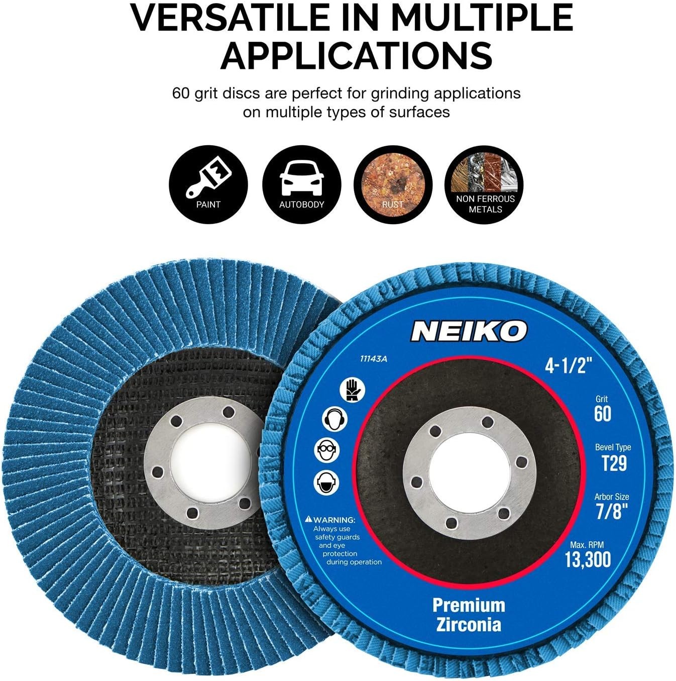 11118A 10 Pack Zirconia Flap Discs 4-1/2 for Angle Grinder, 80 Grit Flapper Whee