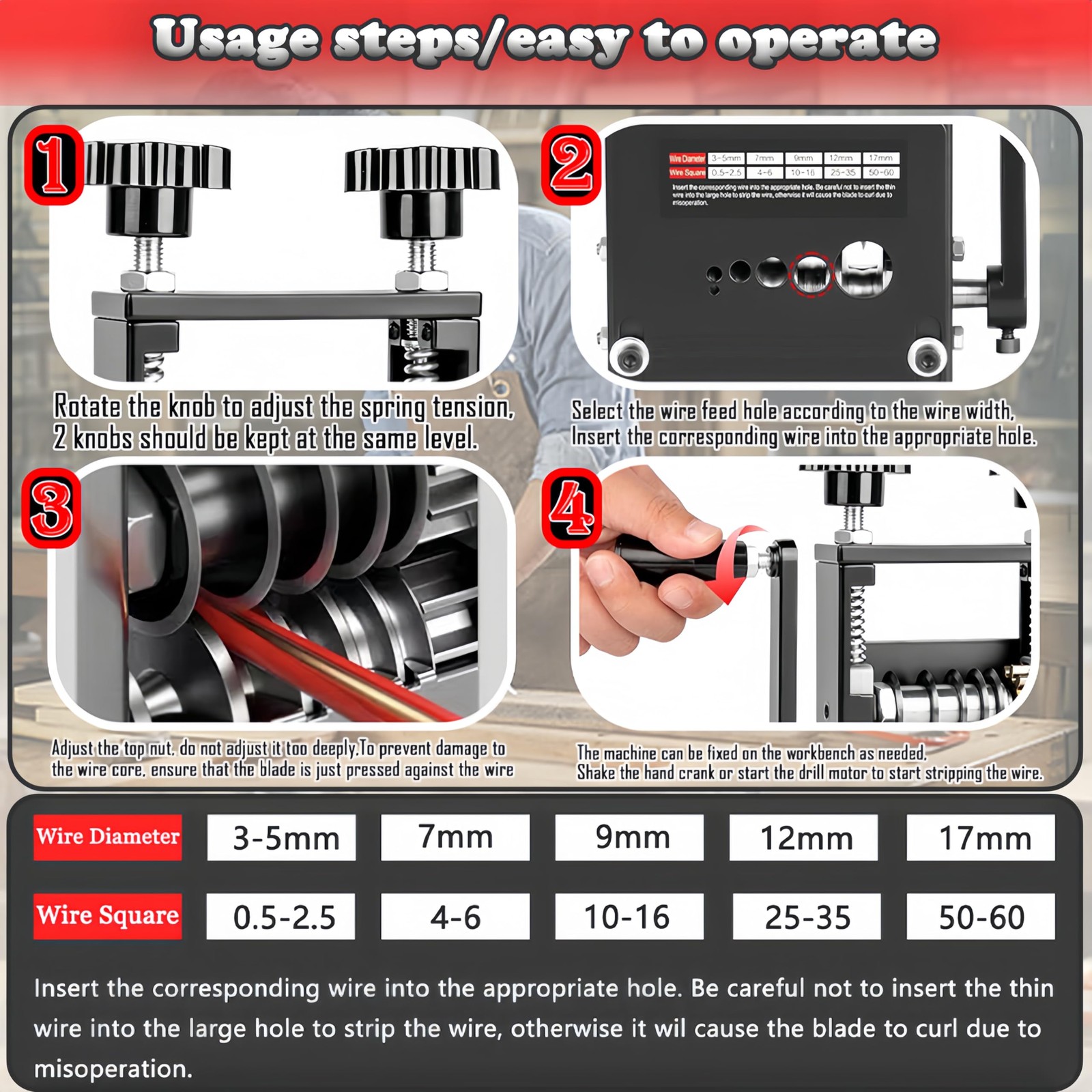 Manual Wire Stripper Machine,Drill Powered Hand Crank Wire Stripper Tool With…