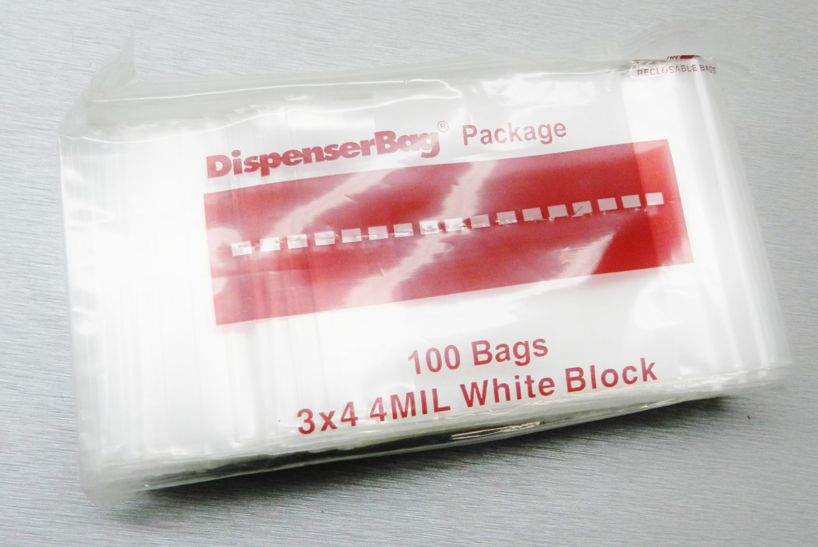 100 Reloc 3×4 Reclosable 4 mil Top Lock Bags WHITE BLOCK Poly 3″ x 4″ THICK Bag
